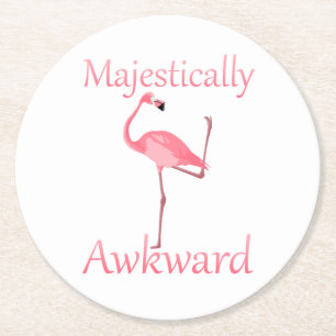 Majestätisch ungeschickter rosa Flamingo Runder Pappuntersetzer