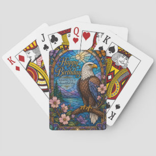 Majestätische Adler-Buntglas-Geburtstagskarte Spielkarten