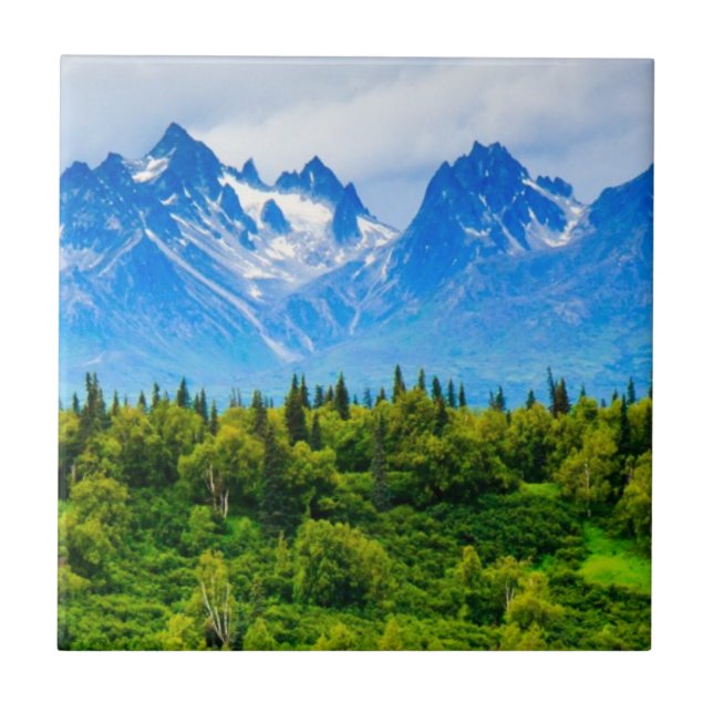 Majestätische Alaska-Berge Fliese (Vorderseite)