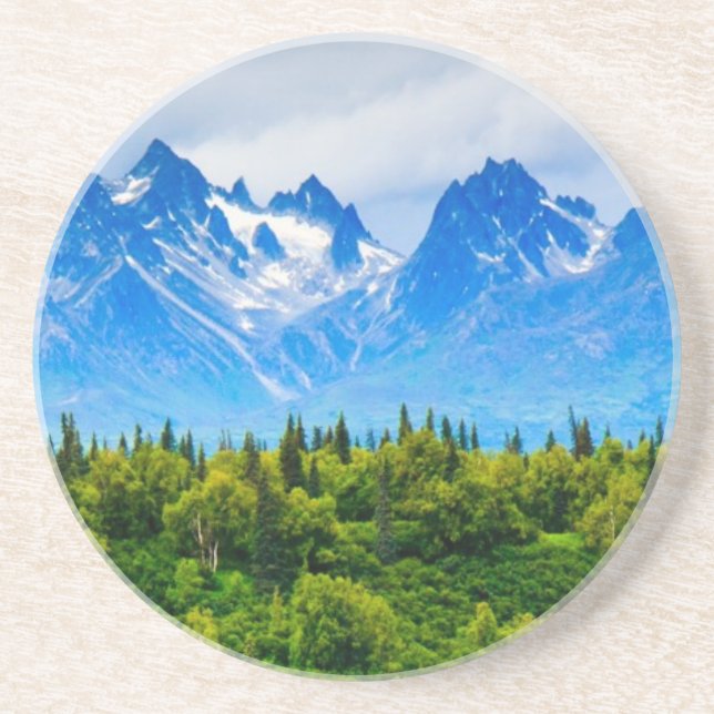 Majestätische Alaska-Berge Getränkeuntersetzer (Vorne)