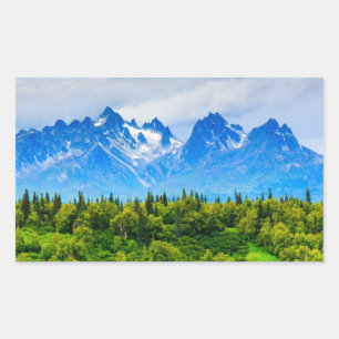 Majestätische Alaska-Berge Rechteckiger Aufkleber