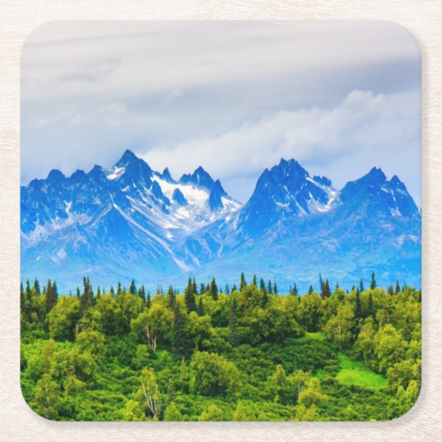 Majestätische Alaska-Berge Rechteckiger Pappuntersetzer (Vorderseite)