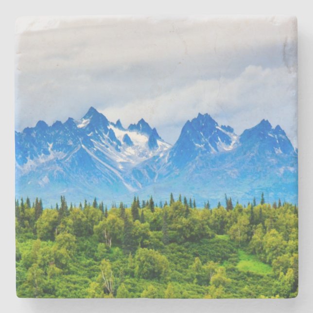 Majestätische Alaska-Berge Steinuntersetzer (Vorderseite)