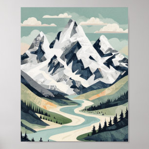 Majestätische alpine Gipfel: Organische moderne La Poster
