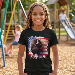 Majestätische amerikanische Bisons & patriotische T-Shirt