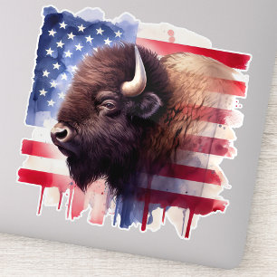 Majestätische amerikanische Bisons und patriotisch Aufkleber