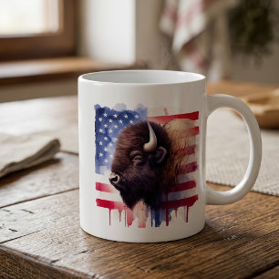 Majestätische amerikanische Bisons und patriotisch Kaffeetasse