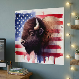 Majestätische amerikanische Bisons und patriotisch Poster