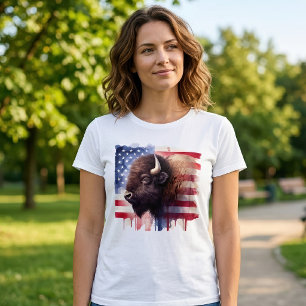 Majestätische amerikanische Bisons und patriotisch T-Shirt