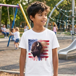 Majestätische amerikanische Bisons und patriotisch T-Shirt