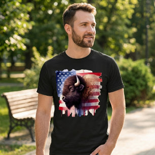 Majestätische amerikanische Bisons und patriotisch T-Shirt