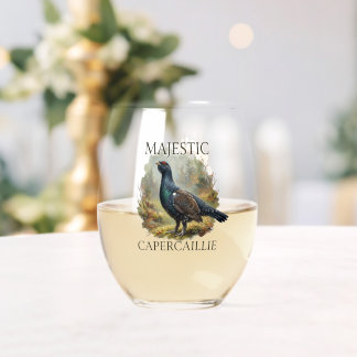 Majestätische Auerhahn-Aquarell-Illustration Weinglas Ohne Stiel