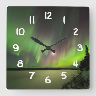 Majestätische Aurora Quadratische Wanduhr