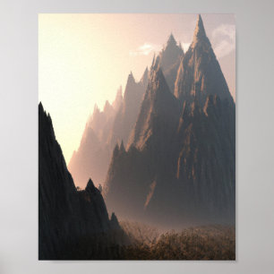 Majestätische Berglandschaft Golden Hour Sonnenauf Poster