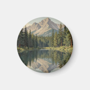 Majestätische Bergsee-Reflexion Magnet