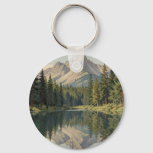 Majestätische Bergsee-Reflexion Schlüsselanhänger