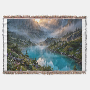 Majestätische Bergsee-Sonnenaufgang-Wurfdecke Decke