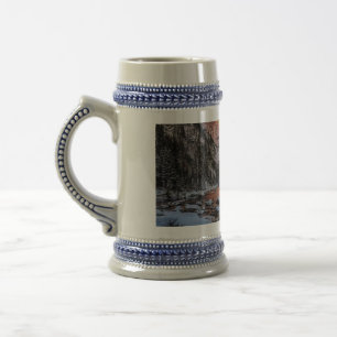 Majestätische Bergsonnenuntergang Winterlandschaft Bierglas