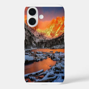 Majestätische Bergsonnenuntergang Winterlandschaft iPhone 16 Hülle