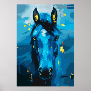Majestätische Blaue Pferdekunst – Stärke und Elega Poster