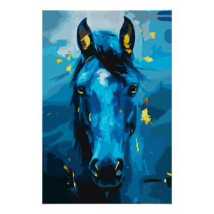 Majestätische Blaue Pferdekunst – Stärke und Elega Poster