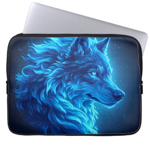 Majestätische Blaue Wolf Leuchtende Fantasy-Wildli Laptopschutzhülle