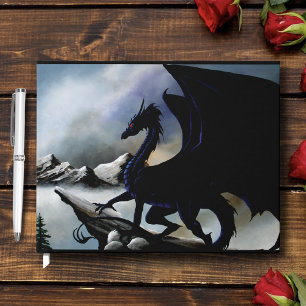 Majestätische Dunkle Drache Schwarze Fantasy Berge Gästebuch