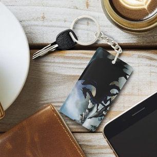 Majestätische Dunkle Drache Schwarze Fantasy Berge Schlüsselanhänger