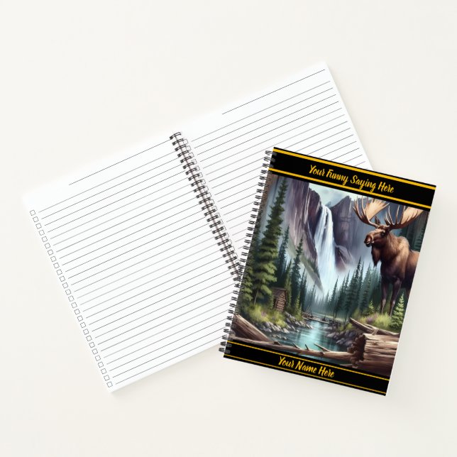 Majestätische Elche durch einen ruhigen Wasserfall Notizbuch (Innenseite)