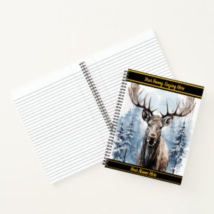 Majestätische Elche stehend stolz in einem Schneew Notizbuch