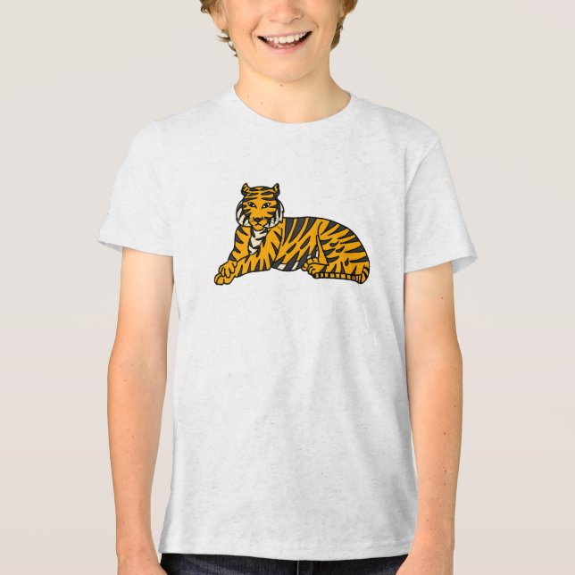 Majestätische Erholung - Handgezeichnete Tiger-Ill Tri-Blend Shirt (Vorderseite)