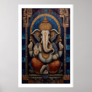 Majestätische Ganesha-Wandkunst - Mosaikdesign mit Poster