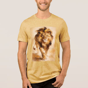Majestätische Goldene Löwe Abstrakte Malerei Luxus Tri-Blend Shirt