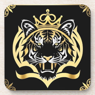 Majestätische goldene Tiger-Illustration Getränkeuntersetzer