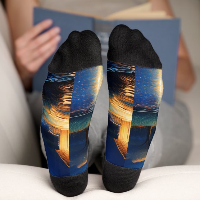 Majestätische Hütte unter Mond Socken (Unterseite)