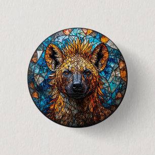 Majestätische Hyäne Glasmosaik-Kunst Button