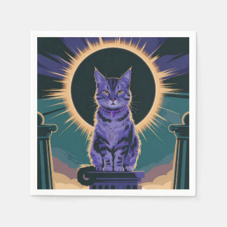 majestätische Katze, die unter einer Sonnenfinster Serviette