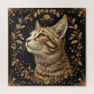 Majestätische Katze mit aufwendigen floralen golde