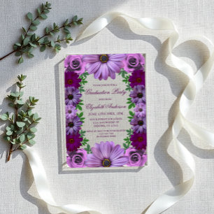 Majestätische lila florale Abschlussfeier Acryleinladungen