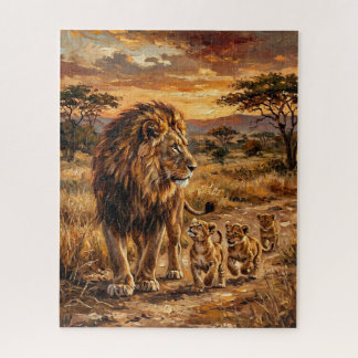 Majestätische Löwenfamilie – Golden Savannah Kunst