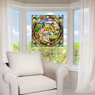 Majestätische Löwin Falsches Buntglas Fensteraufkleber