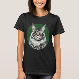 Majestätische Maine Coon Katze Grüne Augen T-Shirt