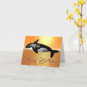 Majestätische Orca Orange-Ozean-Sonnenuntergangs-G Karte