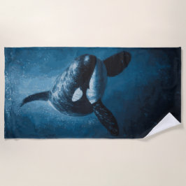 Majestätische Orca-Unterwasser-Ozean-Illustration Strandtuch