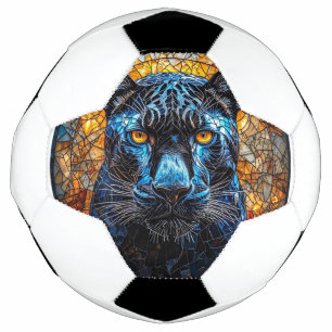 Majestätische Panther-Buntglas-Kunst Fußball