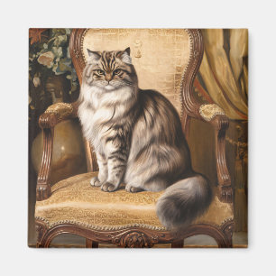 Majestätische Perserkatze im Vintage-Stil Gemälde  Magnet