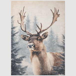 Majestätische Rentiere im Schneewald-Dekor Seidenpapier