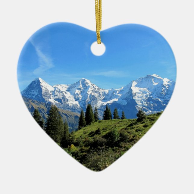 Majestätische schöne Berge der Schweiz Keramik Ornament (Vorne)