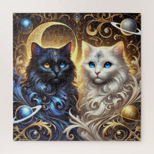 Majestätische Schwarz-Weiß-Katzen