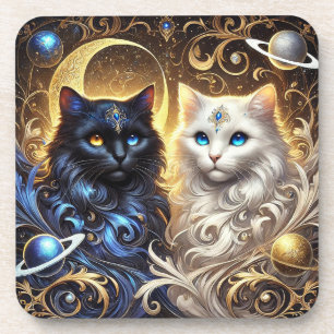 Majestätische Schwarz-Weiß-Katzen Getränkeuntersetzer